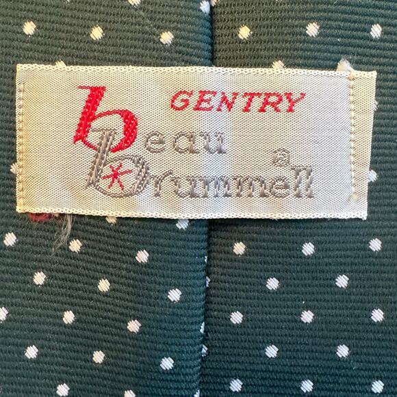 Vintage Gentry Beau Brummell Mens Repp Necktie Green Mini Dot Wide Polyester Y2K - Picture 7 of 11